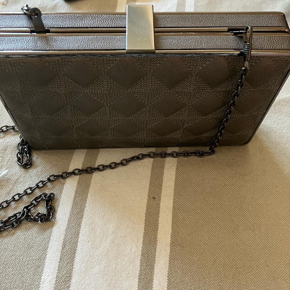 Quilted evening clutch - gunmetal